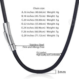 3mm Brown Leather Necklace for Men Stainless Steel Clasp LDN22