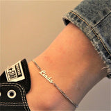 3mm Cuban Chain Name Anklet Personalized Stainless Steel Jewelry Anklet Nameplat