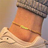 3mm Cuban Chain Name Anklet Personalized Stainless Steel Jewelry Anklet Nameplat