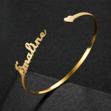 3mm Name Heart Bracelet Personalized Stainless Steel Frosted Adjustable Bangle