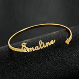 3mm Name Heart Bracelet Personalized Stainless Steel Frosted Adjustable Bangle