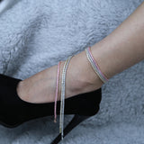 3mm CZ Tennis Chain Anklet Iced Out Bling Foot Chain