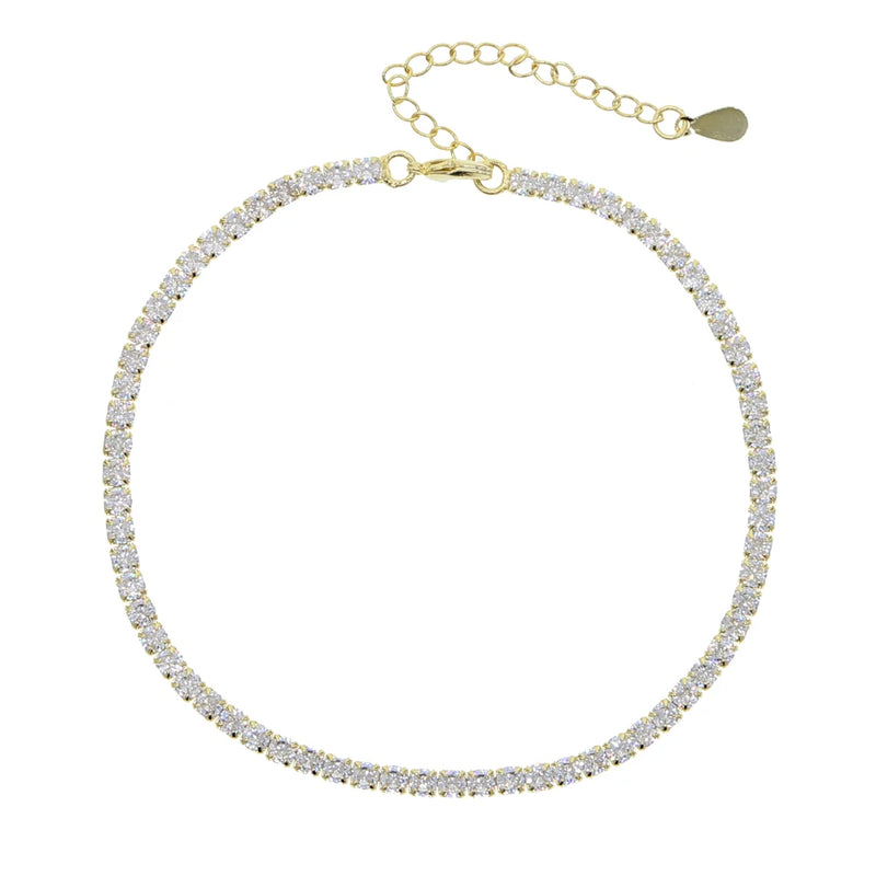 3mm CZ Tennis Chain Anklet Iced Out Bling Foot Chain