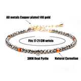 Dainty Pyrite Chain Bracelet 14k Plated Copper