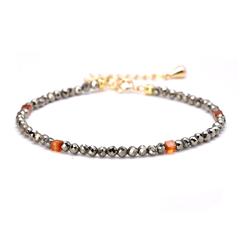 Dainty Pyrite Chain Bracelet 14k Plated Copper