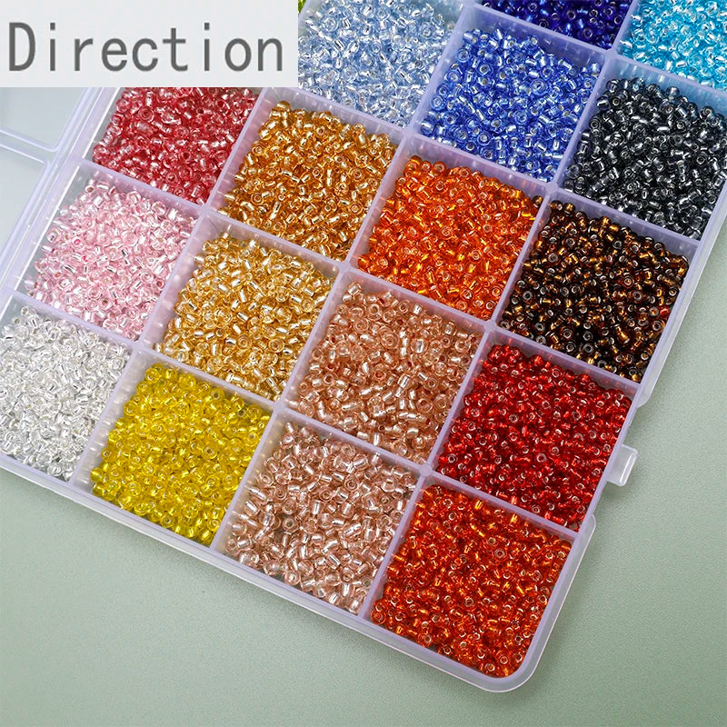 3mm Silver-filled Glass Rice Beads DIY Jewelry Necklace Material