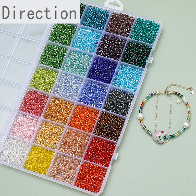 3mm Silver-filled Glass Rice Beads DIY Jewelry Necklace Material