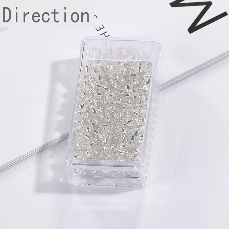 3mm Silver-filled Glass Rice Beads DIY Jewelry Necklace Material