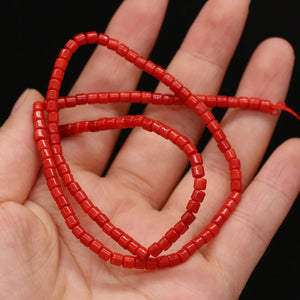 3mm Hot Natural Coral Beads Cylinder Small Loose Bead for Jewelry Making