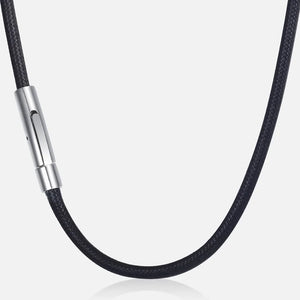 3mm Leather Cord Necklace For Men Stainless Steel Magnetic Brown Rope Choker