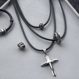 3mm Leather Cord Necklace For Men Stainless Steel Magnetic Brown Rope Choker