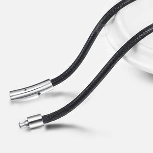 3mm Leather Cord Necklace For Men Stainless Steel Magnetic Brown Rope Choker