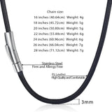 3mm Leather Cord Necklace For Men Stainless Steel Magnetic Brown Rope Choker