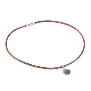 3mm Braided Leather Cord Choker Necklace with Rose Flower Coin Pendant