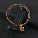 3mm Braided Leather Cord Choker Necklace with Rose Flower Coin Pendant