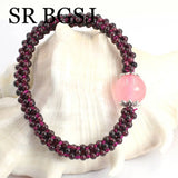 3mm Garnet Rose Quartz Women Jewelry Bracelet 7inch