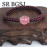 3mm Garnet Rose Quartz Women Jewelry Bracelet 7inch