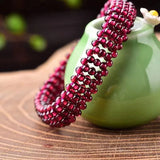 3mm Natural Garnet Beads Bracelet For Women Birthstone Jewelry