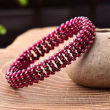 3mm Natural Garnet Beads Bracelet For Women Birthstone Jewelry