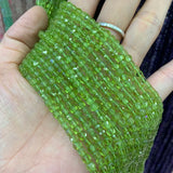 3mm Natural Peridot Cube Beads 15'' Faceted DIY Bracelet Necklace