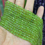 3mm Natural Peridot Cube Beads 15'' Faceted DIY Bracelet Necklace