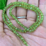 3mm Natural Peridot Cube Beads 15'' Faceted DIY Bracelet Necklace