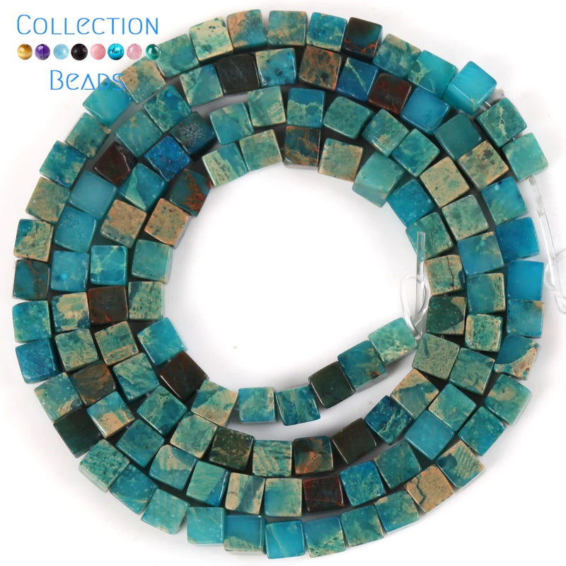 3mm Sea Sediment Jaspers Square Loose Beads 15''