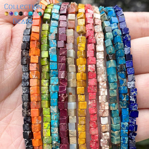 3mm Sea Sediment Jaspers Square Loose Beads 15''