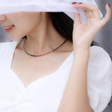 3mm Tourmaline Handwork Necklace for Women 925 Sterling Silver Choker