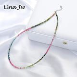 3mm Tourmaline Handwork Necklace for Women 925 Sterling Silver Choker
