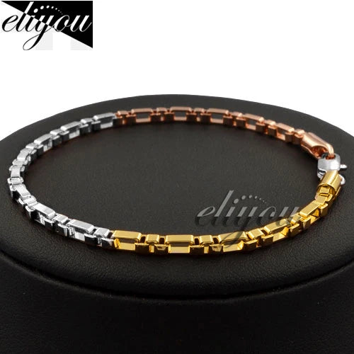 3mm Box Link Chain Bracelet Yellow Rose  C11 YRWB