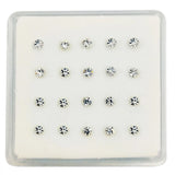 3mm Clear Crystal Silver Nose Pin 925 Sterling Fishtail L Shape Nose Stud