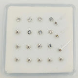 3mm Clear Crystal Silver Nose Pin 925 Sterling Fishtail L Shape Nose Stud