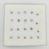3mm Clear Crystal Silver Nose Pin 925 Sterling Fishtail L Shape Nose Stud