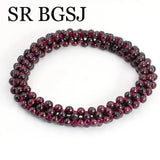3mm Red Garnet Twist Bracelet Adjustable Stretchy 7inch