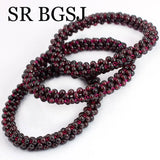 3mm Red Garnet Twist Bracelet Adjustable Stretchy 7inch