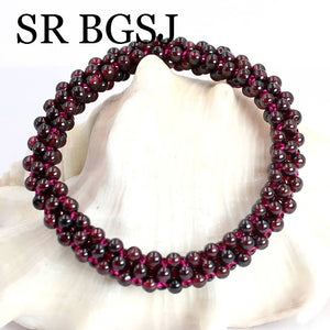 3mm Red Garnet Twist Bracelet Adjustable Stretchy 7inch