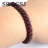 3mm Red Garnet Twist Bracelet Adjustable Stretchy 7inch