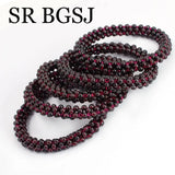 3mm Red Garnet Twist Bracelet Adjustable Stretchy 7inch