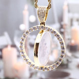 3mm Rope Chain Photo Pendants Necklaces - Double Sided Rotatable Round Necklaces