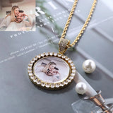 3mm Rope Chain Photo Pendants Necklaces - Double Sided Rotatable Round Necklaces