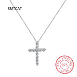 D VVS1 Moissanite Cross Pendant Necklace 925 Sterling Silver