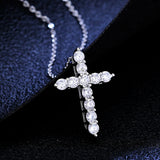 D VVS1 Moissanite Cross Pendant Necklace 925 Sterling Silver