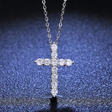 D VVS1 Moissanite Cross Pendant Necklace 925 Sterling Silver