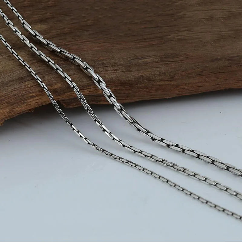 3mm Square Bamboo Necklace 925 Silver Vintage Jewelry Necklace For Women And Men