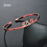 3mm Stainless Steel Personalized Bracelet Name Bangles Jewelry Couple Gift