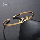 3mm Stainless Steel Personalized Bracelet Name Bangles Jewelry Couple Gift