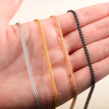 3mm Wide Stainless Steel Woven Chain Necklace for Women Men