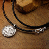 3mm Width Silver Vintage Leather Chain Necklace S925 Silver Real Leather Weave