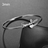 3mm Width Stainless Steel Personalized Bracelet for Women Name Bangles Jewelry